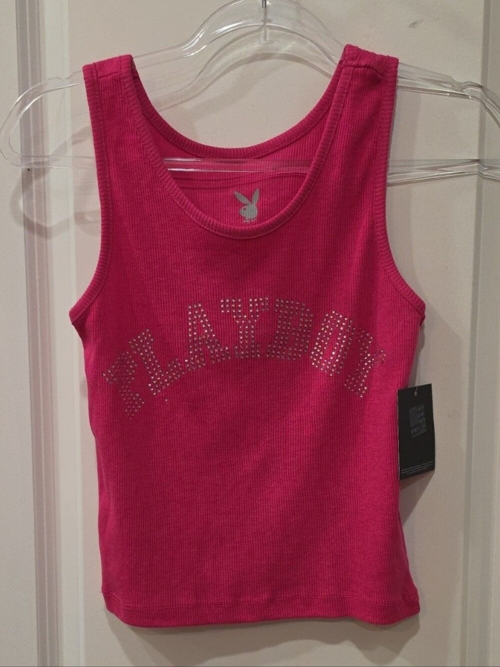 PLAYBOY Rhinestone Logo Ribbed Tank Top - Picture 4 of 5